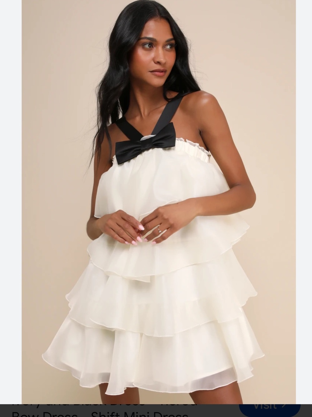 Lulu's White Layered Tulle Dress with Black Bow Straps - Kids